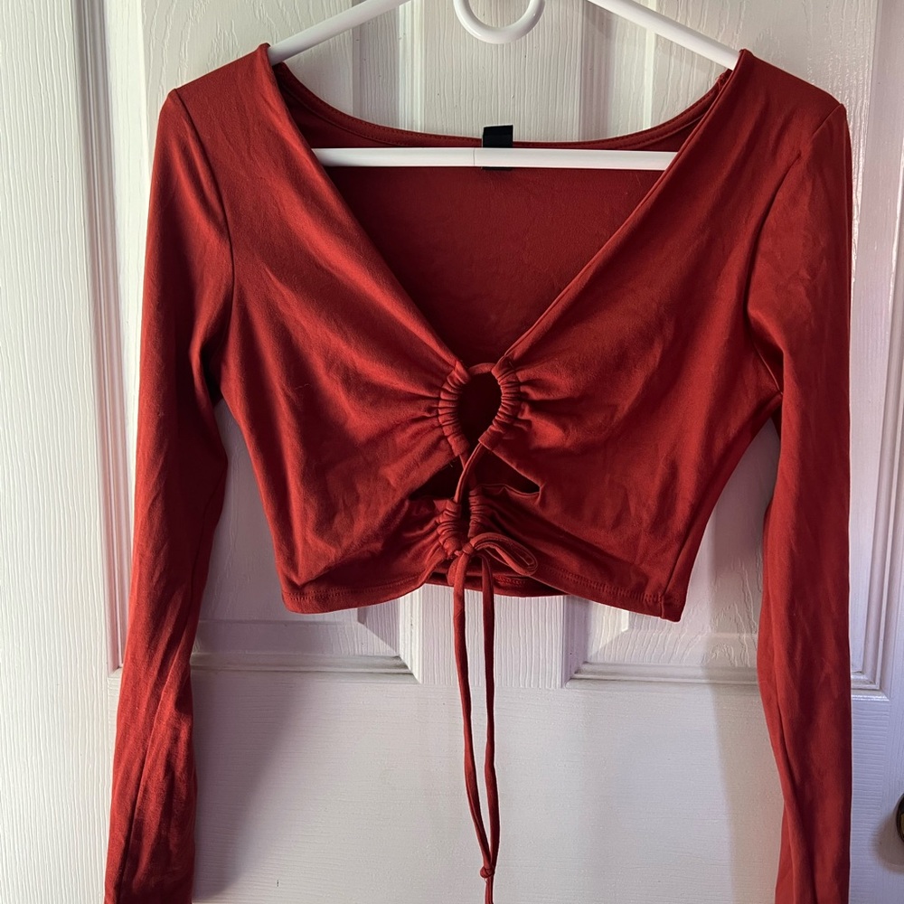 Elegant Red Ruched Women's Top